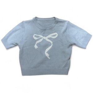 Womens Blue Bow Sweater Top